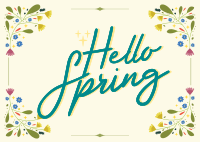 Floral Hello Spring Postcard Design