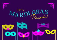 Mardi Gras Masks Postcard Image Preview