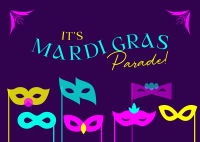 Mardi Gras Masks Postcard Design