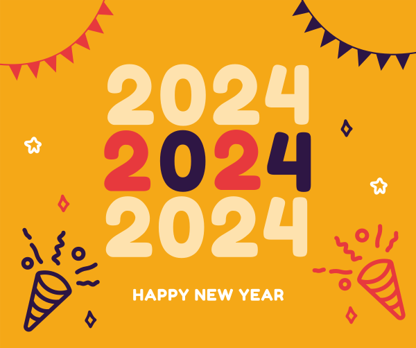 Playful New Year Greeting Facebook Post Design Image Preview