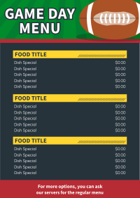 Football Game Day Menu Image Preview