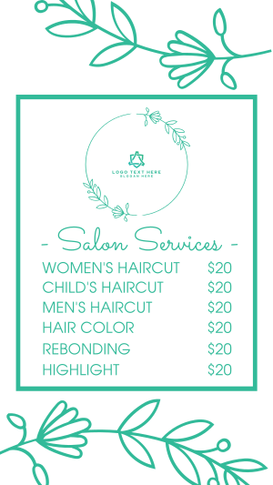 Salon Price List Instagram story Image Preview