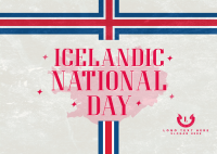 Sparkly Icelandic National Day Postcard Image Preview