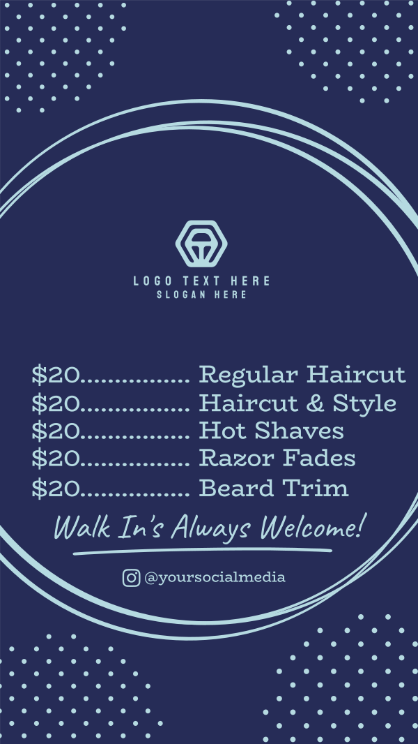 Barber Shop Price List Instagram Story Design Image Preview