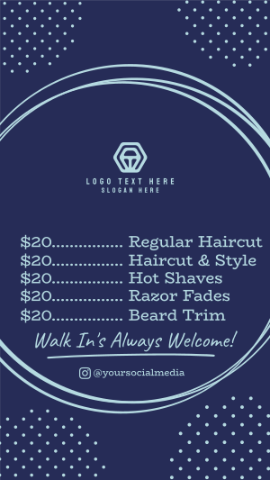 Barber Shop Price List Instagram story Image Preview