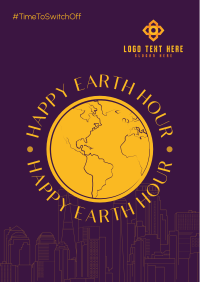 Earth Hour Lineart Poster Design