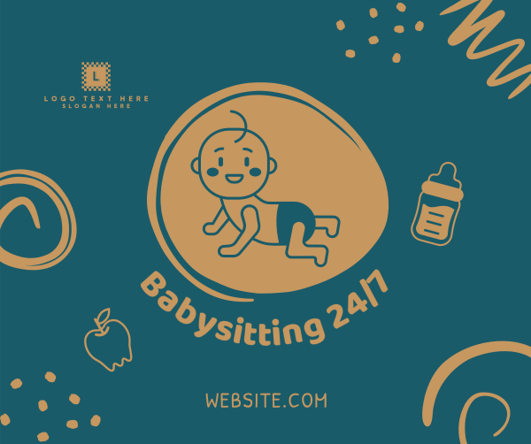 Babysitting Services Illustration Facebook Post Design Image Preview