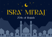 Elegant Isra and Mi'raj Postcard Image Preview