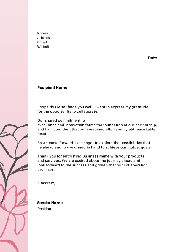 Floral Brush Outline Letterhead Design Image Preview