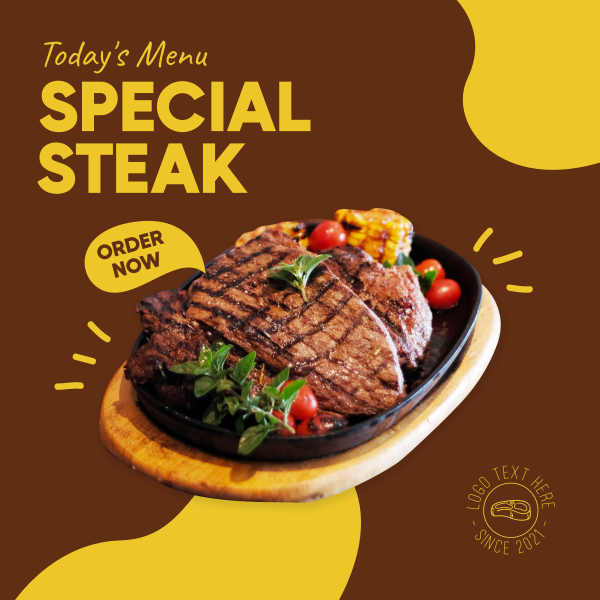 Todays Menu Steak Instagram Post Design Image Preview