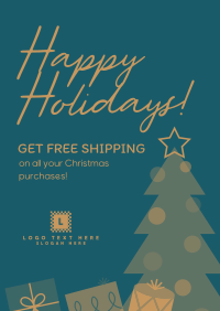 Christmas Free Shipping Poster Design