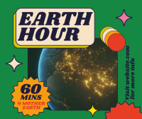 Retro Earth Hour Reminder Facebook post Image Preview