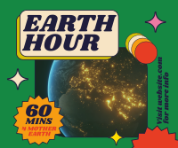 Retro Earth Hour Reminder Facebook Post Image Preview