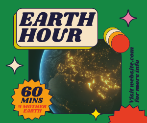 Retro Earth Hour Reminder Facebook post Image Preview
