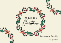 Christmas Wreath Greeting Postcard Design