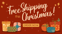 Modern Christmas Free Shipping Facebook Event Cover Design