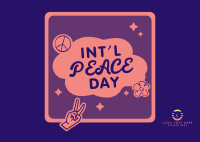 Peace Day Text Badge Postcard Design