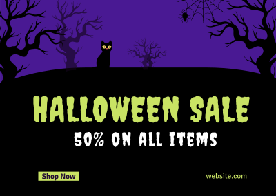 Spooky Midnight Sale Postcard Image Preview