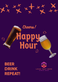 Sparkling Happy Hour Poster Design