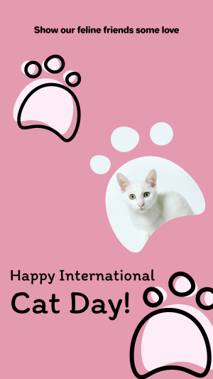 Pink International Cat Day Facebook story