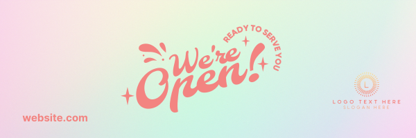 We're Open Funky Twitter Header Design Image Preview
