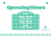 Retro Operating Hours  Postcard Design