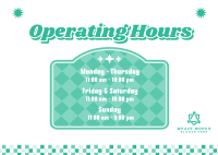 Retro Operating Hours  Postcard Image Preview