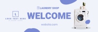 Laundry Shop Opening Twitter Header Design