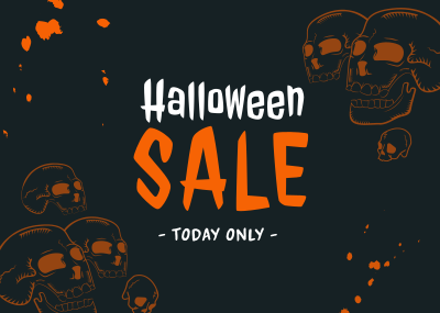 Halloween Skulls Sale Postcard Image Preview