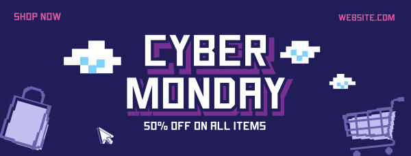 Pixel Cyber Monday Facebook Cover Design Image Preview