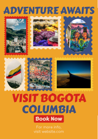 Travel to Colombia Postage Stamps Flyer Design