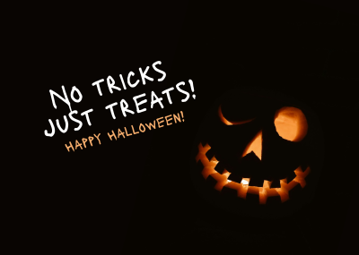 No Tricks Halloween Postcard Image Preview