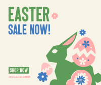 Floral Easter Bunny Sale Facebook Post Design