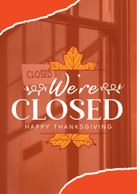 Autumn Thanksgiving We're Closed  Poster Design