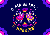 Lets Dance in Dia De Los Muertos Postcard Image Preview