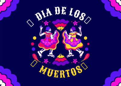 Lets Dance in Dia De Los Muertos Postcard Image Preview