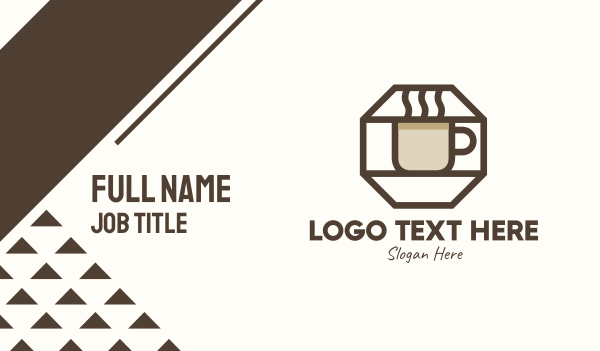 Brown Hexagon Coffee Cup Business Card Design Image Preview