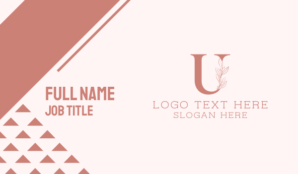 Elegant Leaves Letter U Business Card Design Image Preview
