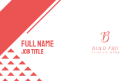 Coral Cursive Letter A Business Card Design