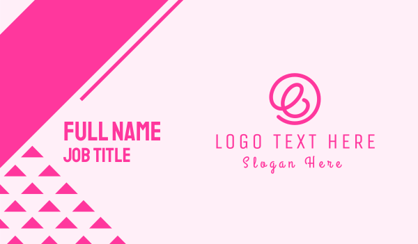 Pink Curly Letter E Business Card Design Image Preview