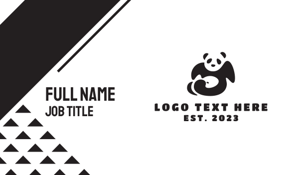 Black Lazy Panda Business Card Design Image Preview