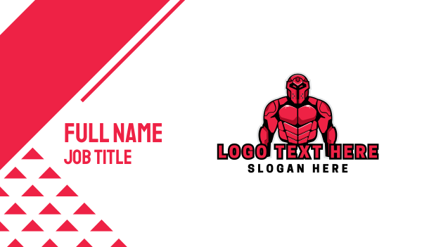 Red Gaming Muscle Robot Business Card Design Image Preview