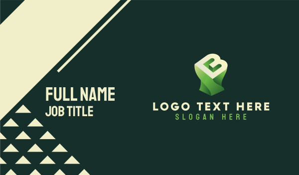 3D Green Letter B Business Card Design Image Preview