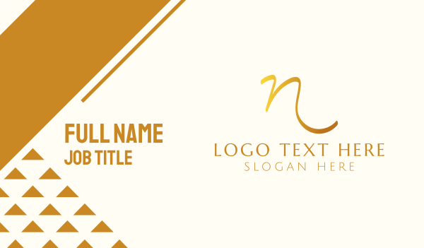 Gold Handwritten Letter N Business Card Design Image Preview