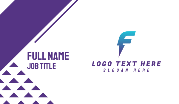 Blue Bolt Letter F Business Card Design Image Preview
