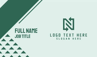 Simple Arrow Letter N  Business Card Image Preview