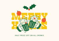 Christmas Drinks Promo Postcard Design
