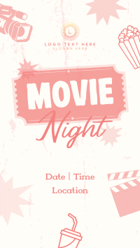 Retro Movie Night Facebook Story Design