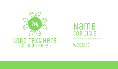 Green Natural Lettermark Business Card