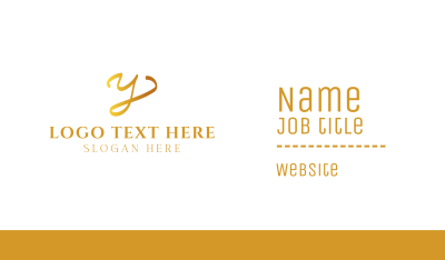 Gold Cursive Letter Y Business Card Image Preview